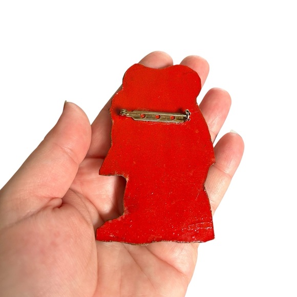 Vintage Handmade Retro Valentines Day Boy & Girl Decoupage Pin Mid-Century Art - Picture 4 of 7